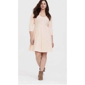 Torrid Cable Knit Sweater Dress Plus Peach Pink Scoop Neck 3/4 Sleeve Size 3X